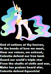 Size: 244x353 | Tagged: safe, princess celestia, g4, god defend new zealand, national anthem, new zealand, ponified, text