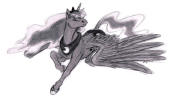 Size: 1298x780 | Tagged: safe, artist:carnivorouscaribou, princess luna, g4, female, monochrome, solo, traditional art