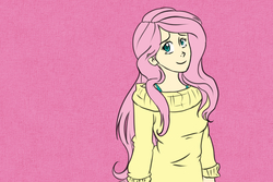 Size: 3888x2592 | Tagged: safe, artist:richardinya, fluttershy, human, g4, clothes, female, high res, humanized, solo, sweatershy