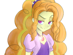 Size: 1024x768 | Tagged: safe, artist:kotoura shogo, adagio dazzle, equestria girls, g4, my little pony equestria girls: rainbow rocks, clothes, female, gem, jewelry, looking at you, necklace, pendant, pixiv, raised eyebrow, simple background, siren gem, smiling, solo, white background