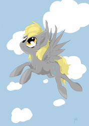 Size: 1024x1448 | Tagged: safe, artist:derpypieflutter, derpy hooves, pegasus, pony, g4, female, flying, mare, solo
