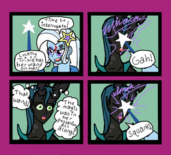 Size: 1338x1208 | Tagged: safe, artist:oneovertwo, queen chrysalis, trixie, comic:trixie enemy of, comic:trixie enemy of a rare situation, equestria girls, g4, comic