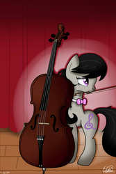 Size: 1000x1496 | Tagged: safe, artist:emerlees, octavia melody, g4, cello, female, mouth hold, musical instrument, solo