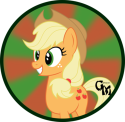 Size: 1024x1001 | Tagged: safe, artist:koonzypony, applejack, g4, button, happy