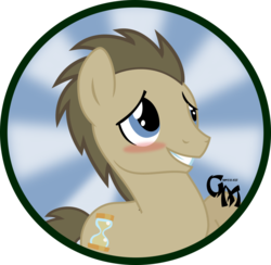 Size: 1024x1001 | Tagged: safe, artist:koonzypony, doctor whooves, time turner, earth pony, pony, g4, blushing, button, male, solo, stallion