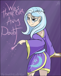 Size: 819x1024 | Tagged: dead source, safe, artist:tlatophat, trixie, human, g4, bathrobe, clothes, female, humanized, robe, solo, wand