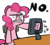 Size: 1100x1000 | Tagged: safe, artist:ocarina0ftimelord, pinkie pie, g4, computer, no, reaction image, screen punch