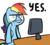 Size: 1100x1000 | Tagged: safe, artist:ocarina0ftimelord, rainbow dash, g4, computer, reaction image, screen punch, simple background, solo, transparent background, yes