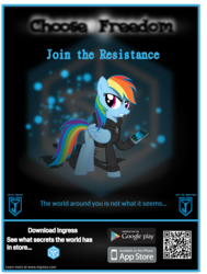 Size: 4649x6160 | Tagged: safe, artist:farminilla, rainbow dash, g4, absurd resolution, female, ingress, propaganda, qr code, solo