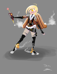 Size: 638x825 | Tagged: safe, artist:bunnimation, derpy hooves, human, g4, epic derpy, female, humanized, solo, steampunk