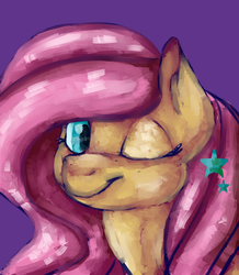 Size: 873x1000 | Tagged: safe, artist:kittyisawolf, fluttershy, g4, female, solo, wink