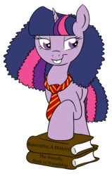 Size: 798x1255 | Tagged: safe, artist:rannva, twilight sparkle, pony, unicorn, g4, adorkable, alternate hairstyle, book, bucktooth, cosplay, cute, dork, female, harry potter, harry potter (series), hermione granger, mare, necktie, simple background, solo, transparent background
