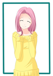 Size: 1400x2000 | Tagged: safe, artist:feliciasilvermoon, fluttershy, human, g4, clothes, crying, female, humanized, smiling, solo, sweatershy