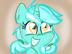 Size: 640x480 | Tagged: safe, artist:lianzapa, lyra heartstrings, pony, unicorn, g4, adorkable, alternate hairstyle, braces, bust, cute, dork, female, filly, lyrabetes, pigtails, portrait, smiling, solo