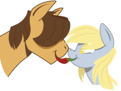 Size: 975x734 | Tagged: safe, artist:dbkit, derpy hooves, hoops, pegasus, pony, g4, boop, chilli, ditzyhoops, duo, eye contact, female, food, male, mare, mouth hold, nom, nose wrinkle, noseboop, shipping, simple background, smiling, straight, transparent background, vector