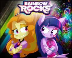 Size: 1500x1202 | Tagged: safe, artist:fj-c, adagio dazzle, twilight sparkle, equestria girls, g4, my little pony equestria girls: rainbow rocks, adoragio, cute, female, gem, ponied up, siren gem