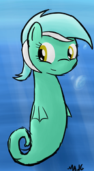 Size: 440x795 | Tagged: safe, artist:mang, lyra heartstrings, sea pony, g4, bubble, female, ocean, seapony lyra, smiling, solo, species swap, underwater, water