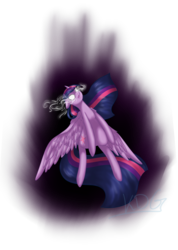 Size: 2427x3416 | Tagged: safe, artist:mondlichtkatze, twilight sparkle, alicorn, pony, g4, female, glowing eyes, high res, magic overload, mare, solo, twilight sparkle (alicorn)