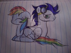 Size: 2592x1944 | Tagged: safe, artist:rainbowdash212, rainbow dash, soarin', g4, female, male, ship:soarindash, shipping, straight, traditional art