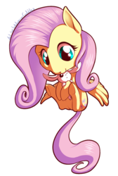 Size: 975x1450 | Tagged: safe, artist:inkdemoncuddles, angel bunny, fluttershy, g4, chibi, female, solo