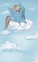 Size: 1600x2600 | Tagged: safe, artist:mif-sakura, rainbow dash, g4, cloud, cloudy, female, solo