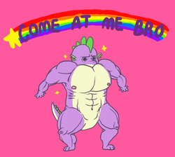 Size: 532x476 | Tagged: safe, artist:incongruousinquiry, spike, g4, beefspike, buff, come at me bro, male, muscles, solo