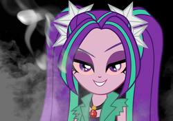 Size: 1280x899 | Tagged: safe, edit, aria blaze, equestria girls, g4, my little pony equestria girls: rainbow rocks, aria blazed, female, gem, high, marijuana, siren gem, smoke, solo