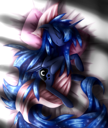 Size: 1256x1498 | Tagged: dead source, safe, artist:crestfallencelestia, princess luna, g4, bed, female, sleeping, solo