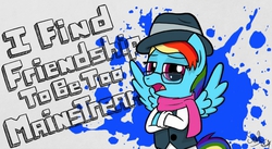 Size: 1900x1040 | Tagged: safe, artist:sheandog, rainbow dash, g4, clothes, fedora, female, glasses, hat, hipster, rainbow dash always dresses in style, solo