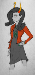 Size: 464x1000 | Tagged: safe, artist:sparklestarcat, rarity, g4, clothes, crossover, dress, female, gray background, homestuck, simple background, solo, species swap, troll (homestuck), trollified