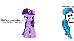 Size: 1920x1080 | Tagged: safe, twilight sparkle, g4, idiot pony, simple background, text, vector, white background