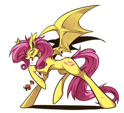 Size: 890x815 | Tagged: safe, artist:lizizero, fluttershy, g4, female, flutterbat, solo, species swap