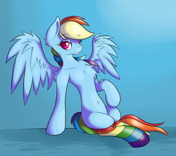 Size: 1024x904 | Tagged: safe, artist:novabytes, rainbow dash, g4, chest fluff, clothes, female, rainbow socks, socks, solo, striped socks