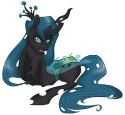 Size: 1280x1174 | Tagged: safe, artist:princess-hanners, queen chrysalis, changeling, changeling queen, g4, crown, female, jewelry, regalia, solo