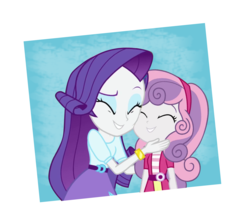 Size: 3939x3537 | Tagged: safe, artist:pinkiespartygirl, rarity, sweetie belle, equestria girls, g4, belle sisters, cute, diasweetes, high res, imma snuggle you, photo, siblings, simple background, sisters, sweetielove, transparent background