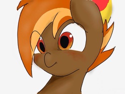 Size: 640x480 | Tagged: safe, artist:skippy_the_moon, button mash, earth pony, pony, g4, bust, colt, foal, male, pixiv, portrait, simple background, solo