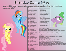 Size: 1792x1394 | Tagged: safe, artist:karson-rotek, artist:uxyd, apple bloom, applejack, babs seed, big macintosh, braeburn, carrot cake, cheerilee, cloud kicker, coco pommel, cup cake, daisy, diamond tiara, discord, flower wishes, fluttershy, gilda, granny smith, junebug, king sombra, little strongheart, lord tirek, maud pie, ms. harshwhinny, mulia mild, pinkie pie, prince blueblood, princess celestia, princess luna, queen chrysalis, rainbow dash, rarity, scootaloo, shining armor, silver spoon, snails, snips, soarin', spike, spitfire, sunset shimmer, sweetie belle, twilight sparkle, upper crust, zecora, dragon, pegasus, pony, g4, birthday game, cutie mark crusaders, exploitable meme, female, male, mane seven, mane six, mare, meme, text