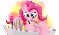 Size: 1500x900 | Tagged: safe, artist:nuclearsuplexattack, pinkie pie, g4, brush, drawing, female, pencil, solo