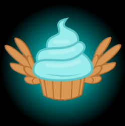 Size: 299x300 | Tagged: artist needed, source needed, safe, black background, cupcake, dark background, food, simple background, solo, winged cupcake, wings