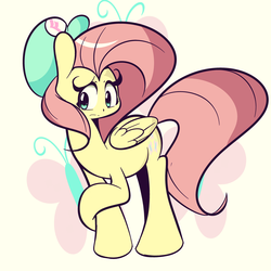 Size: 2000x2000 | Tagged: dead source, safe, artist:turtlefarminguy, fluttershy, g4, female, hat, high res, solo, ummfluttershy