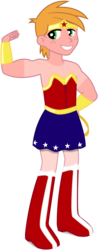 Size: 458x1173 | Tagged: safe, artist:totallynotabronyfim, big macintosh, equestria girls, g4, boots, clothes, costume, crossdressing, crown, farmer's tan, flexing, muscles, rope, skirt, smiling, solo, tan, tan lines, wonder woman