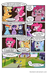 Size: 792x1224 | Tagged: safe, artist:donzatch, applejack, fluttershy, pinkie pie, rainbow dash, rarity, twilight sparkle, alicorn, pony, comic:tale of twilight, g4, clothes, comic, female, mane six, mare, royal guard, twilight sparkle (alicorn)