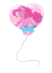 Size: 1600x2263 | Tagged: safe, artist:meb90, pinkie pie, earth pony, pony, g4, balloon, cute, diapinkes, female, happy, heart, heart balloon, mare, pinkie pie trapped in a balloon, ribbon, simple background, solo, transparent background