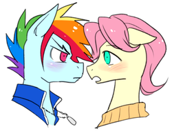 Size: 530x402 | Tagged: safe, artist:re_ghotion, fluttershy, rainbow dash, g4, butterscotch, gay, male, rainbow blitz, rule 63, ship:butterblitz, ship:flutterdash, shipping