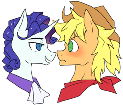 Size: 535x454 | Tagged: safe, artist:re_ghotion, applejack, rarity, g4, applejack (male), elusive, gay, male, rule 63, ship:applelusive, ship:rarijack, shipping