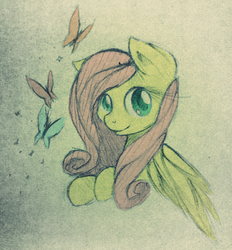 Size: 1968x2117 | Tagged: safe, artist:agletka, fluttershy, butterfly, g4, female, photo, pixiv, solo, traditional art