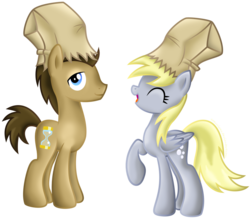 Size: 1024x903 | Tagged: safe, artist:zoevulpez, derpy hooves, doctor whooves, time turner, pegasus, pony, g4, female, mare, paper bag, paper bag wizard