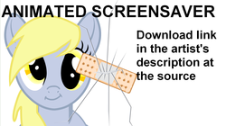 Size: 1282x719 | Tagged: safe, artist:the-paper-pony, derpy hooves, pegasus, pony, g4, animated at source, female, mare, oops my bad, patch, screensaver, solo