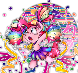 Size: 3225x3029 | Tagged: safe, artist:dfectivedvice, artist:vocalmaker, pinkie pie, g4, rainbow falls, cheerleader, cheerleader pinkie, clothes, colored, costume, female, high res, simple background, skirt, solo, transparent background