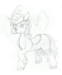 Size: 834x1005 | Tagged: safe, artist:longinius, rarity, g4, female, flapper, grayscale, monochrome, solo